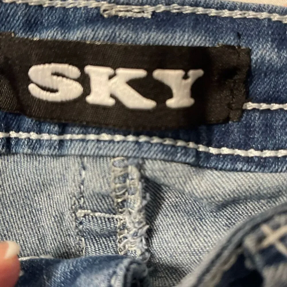 SKY Ladie’s Classic Pocket Bling Bootcut Jeans - Picture 10 of 12